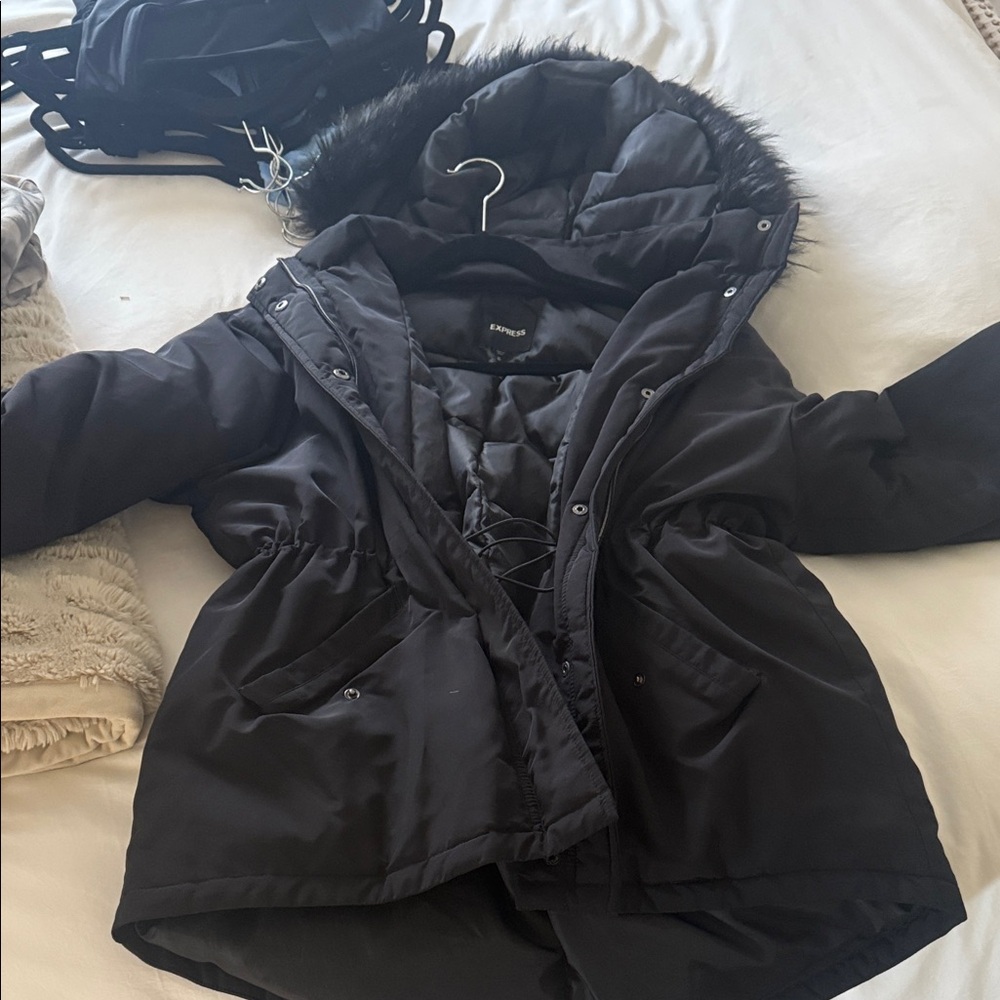 Express Black Hooded Jacket